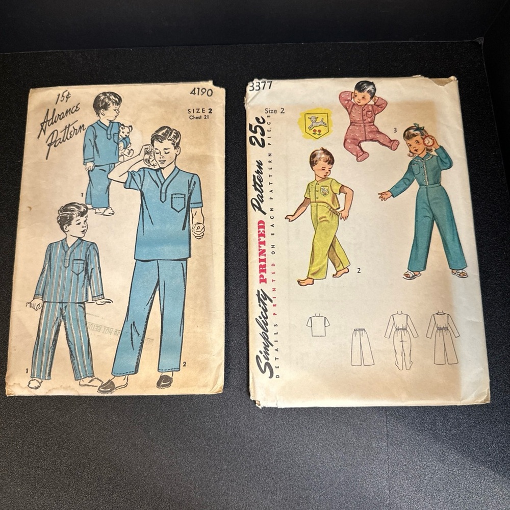 Lot of 2 Vintage Pajamas Sewing Patterns Advance‎ Simplicity